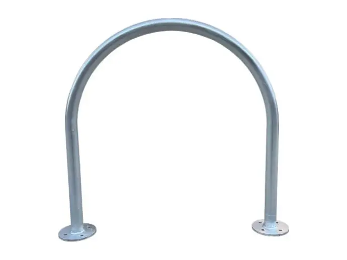 Galvanised hoop cycle stand with bolt-down base plates