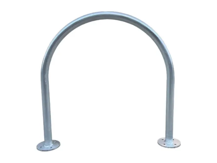 Galvanised hoop cycle stand with bolt-down base plates